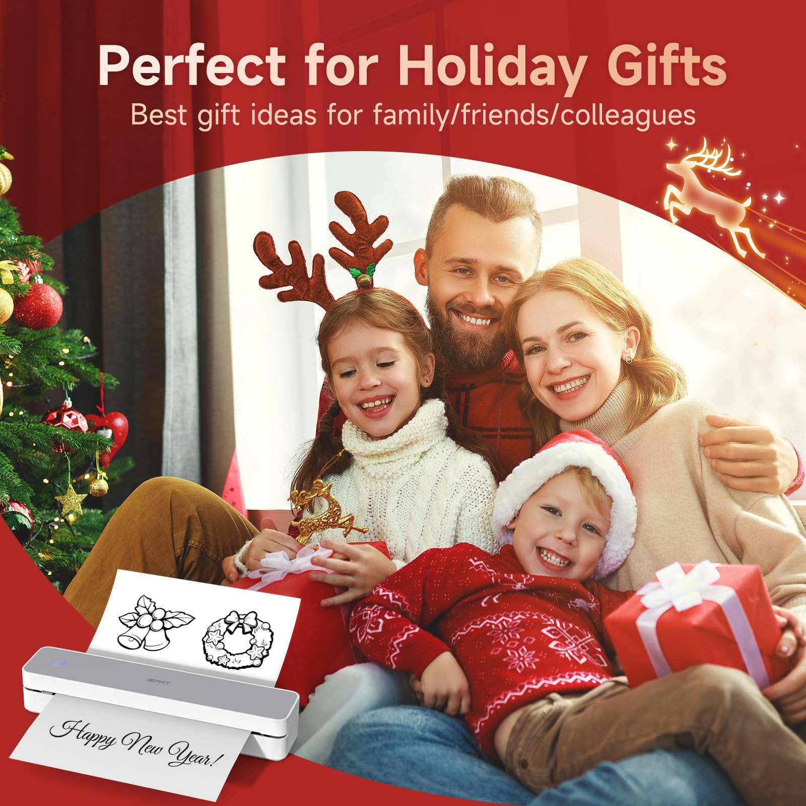 iDPRT Portable-Printer Wireless for Travel,300DPI Inkless Thermal Mini, White