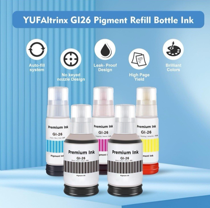 GI-26 Ink Bottle Set for Canon MAXIFY GX6020 GX7020 Printer 5 Pack New Sealed