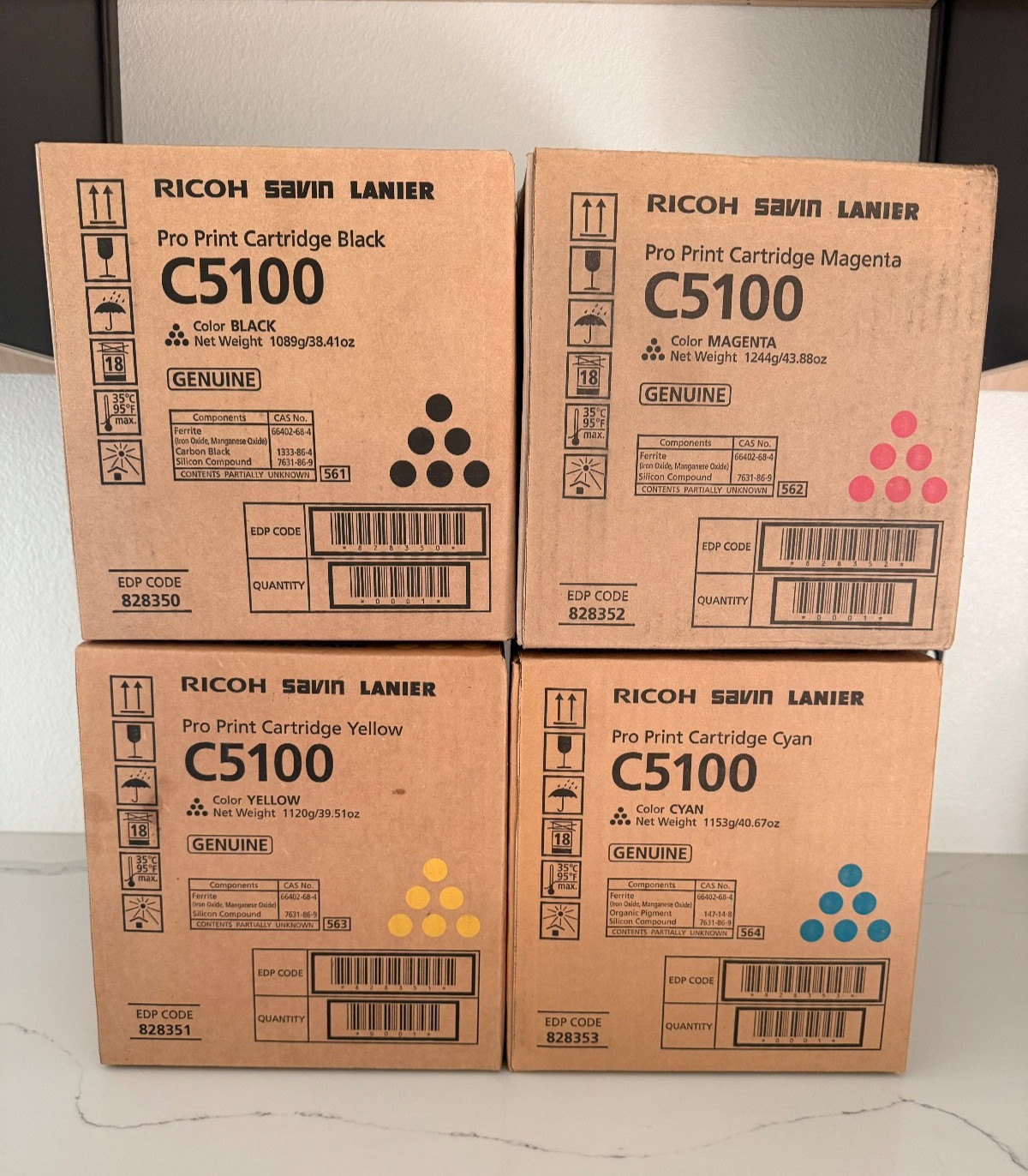 Genuine Ricoh C5100 (828350 828351 828352 828353) Toner Set