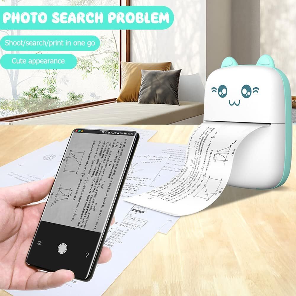Mini Thermal Printer Bluetooth Portable 57mm Inkless Sticker Printer for Student