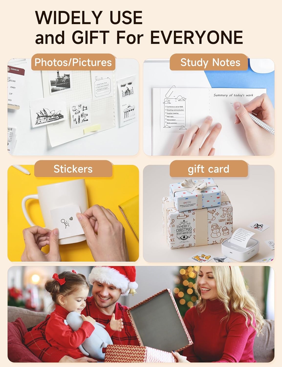 iDPRT Mini Printer with Sticker Paper, Portable Sticker Printer Efficiently