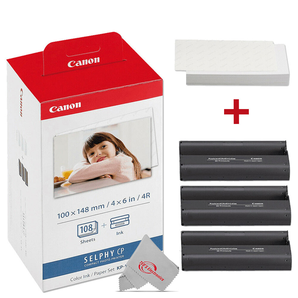Canon KP-108IN Selphy Color Ink 4×6 Paper Set 3115B001 for SELPHY CP910 CP900