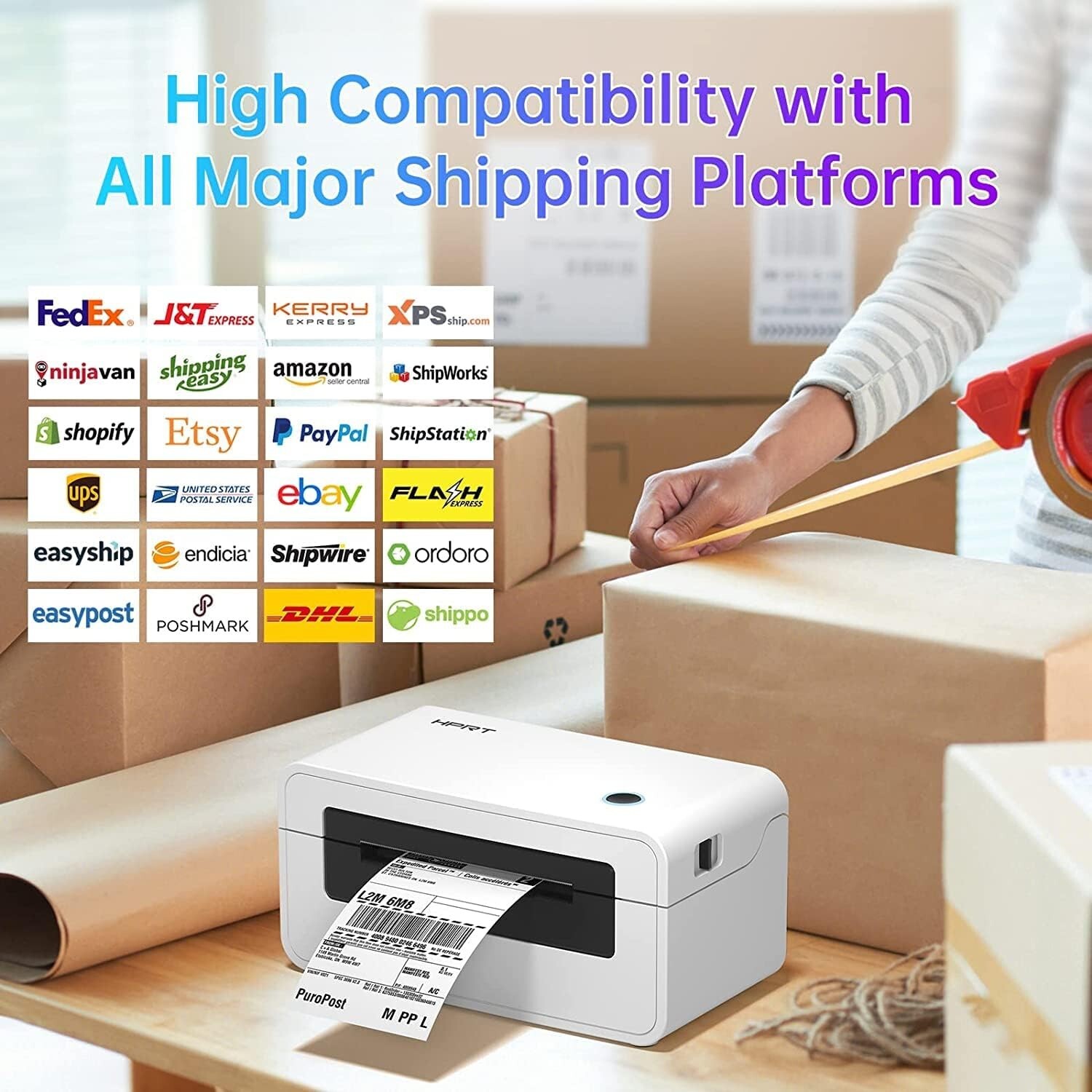 PRT Thermal Shipping Label Printer – 150mm/s High Speed 4×6 Label Printer