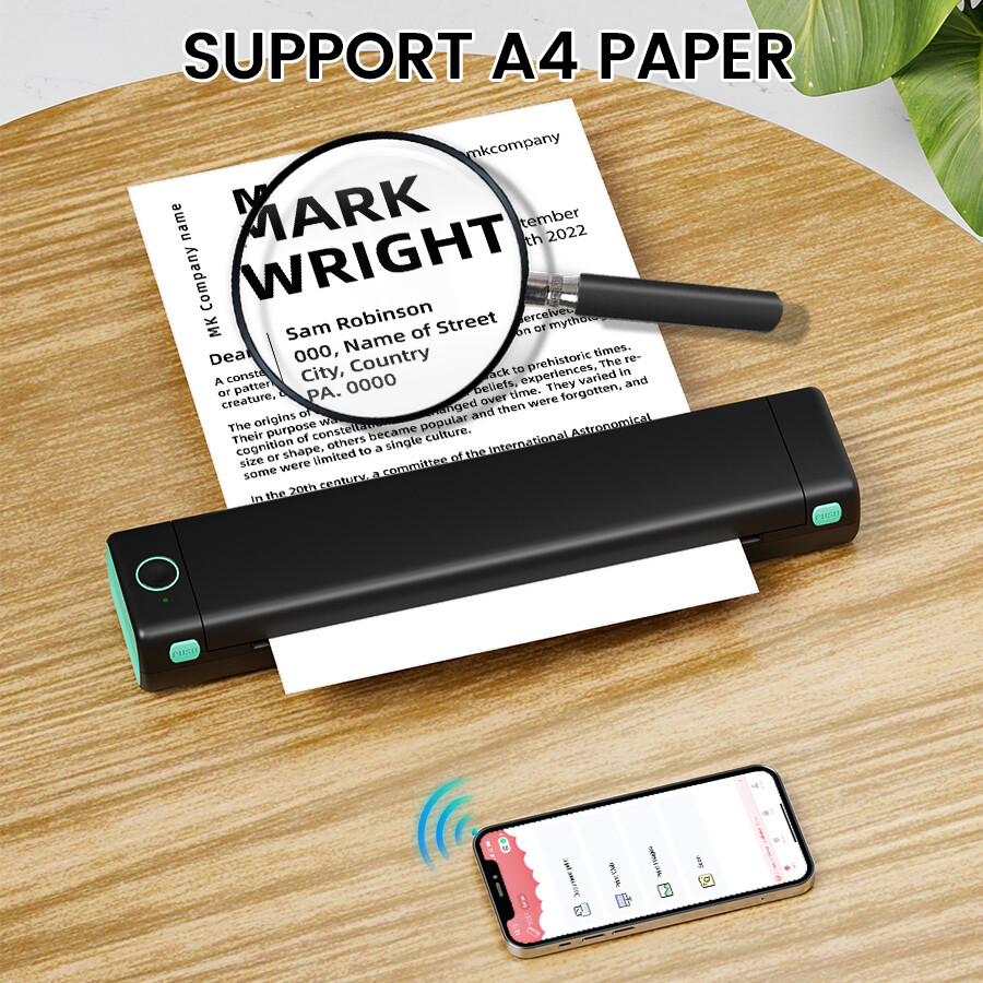Portable Wireless A4 Bluetooth Thermal Printer for Travel Phomemo M08F LOT