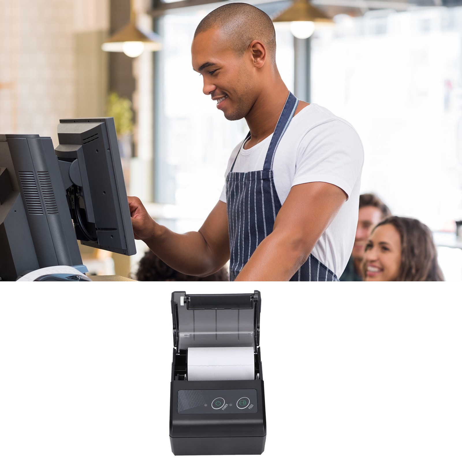 Thermal Printer 1500mAh Large Capacity 50 To 80mm/s Portable Wireless Ticke AGQY