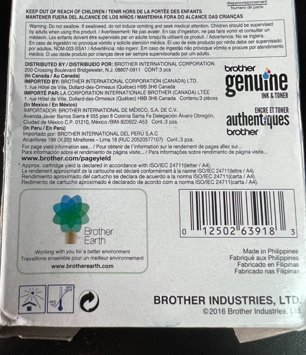 Genuine Brother LC205XL Cyan Magenta Yellow 3PK Ink Cartridges 9183