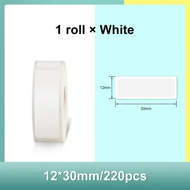 🔥5 Rolls🔥 Supvan E10/E16 Thermal Self-Adhesive Labels (12mm X 30mm) 220 Labels