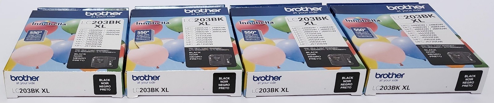 Brother LC203BK XL Black Ink Cartridges – Exp 08/2028 Genuine OEM 4 Pack New