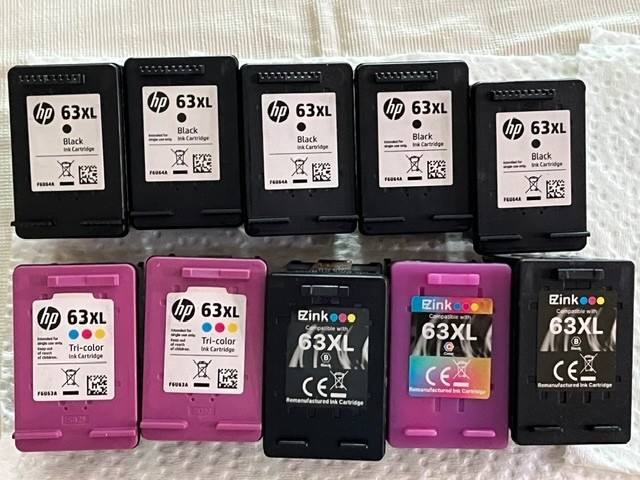 Lot Of 10 HP 63XL Genuine And Generic Empty Ink Cartridges