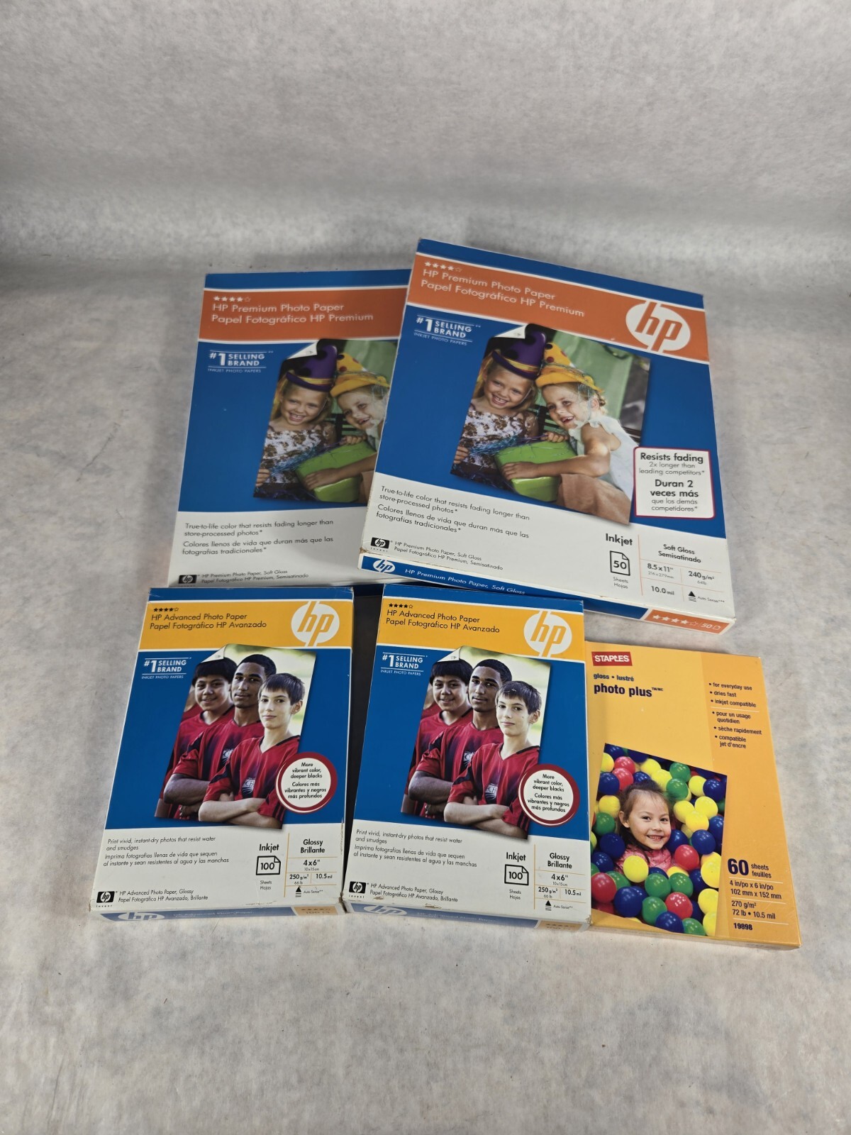 NEW Lot of HP Premium/Advanced Photo Paper 360 Sheets Various Sizes See Photos