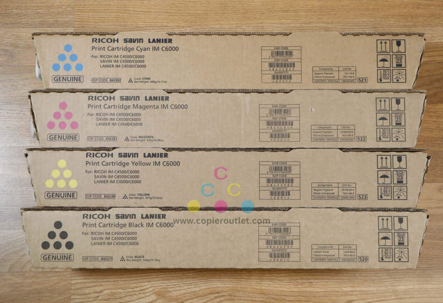 NEW Genuine Ricoh 842279,80,81,82 IMC4500/C6000 CMYK Toner Set Same Day Ship