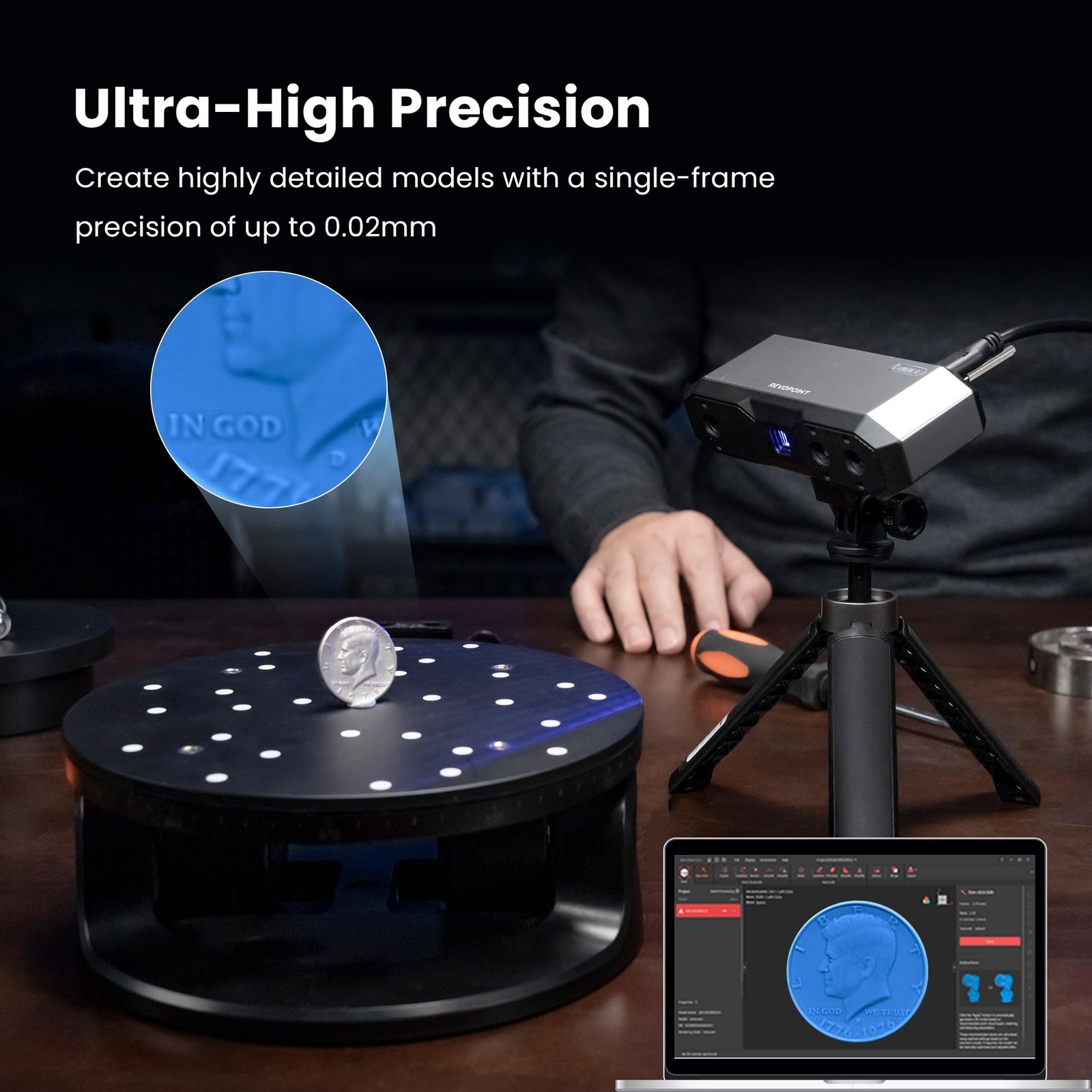 Revopoint MINI 2 3D Scanner for 3D Printing Handheld, Up to 0.02mm Precision,…