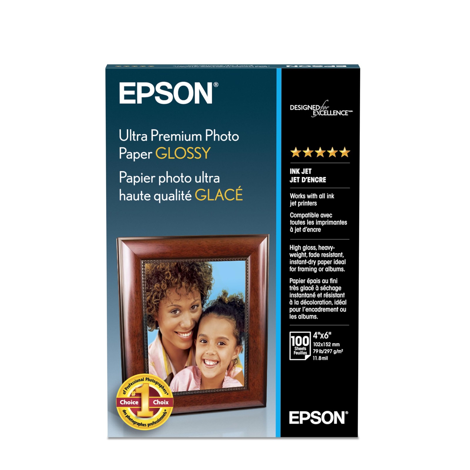Epson Ultra premium Photo Paper Glossy 4×6 100 sheets S042174 4″ X 6″, White