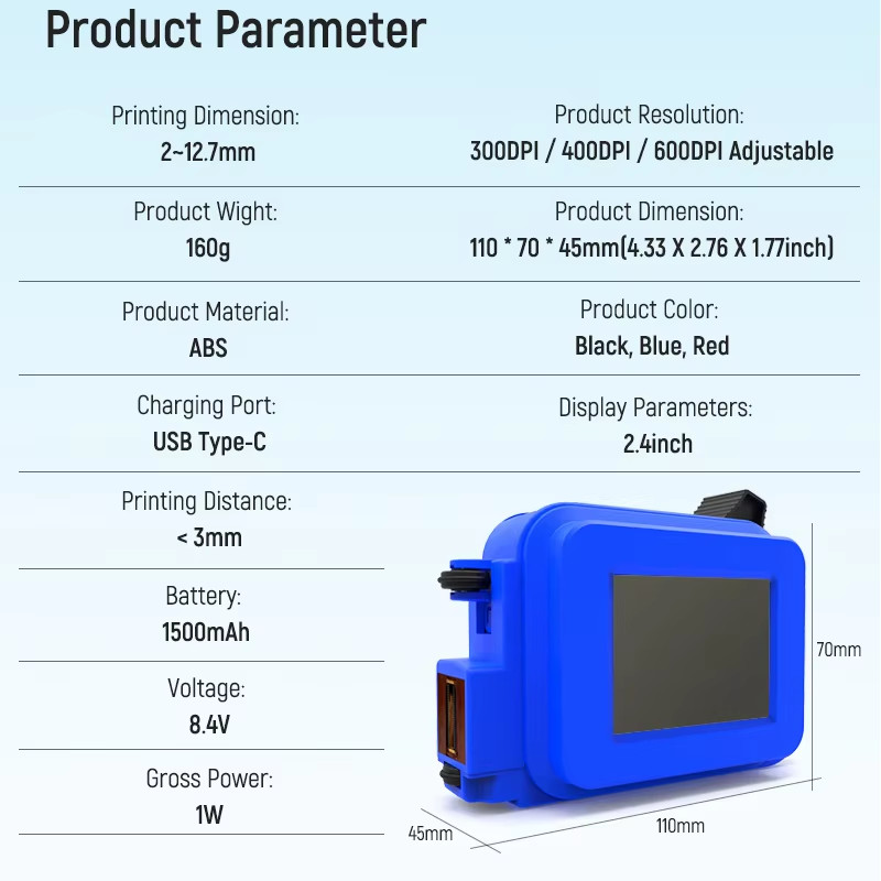 PRINT PEAK Mini PrintPeak Handheld Inkjet Printer – Perfect for Curved Surfaces