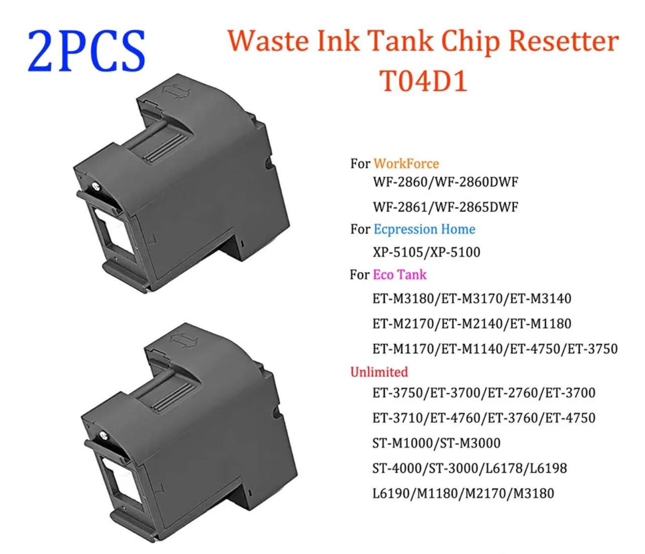 PRINTERWORLD 2PCS COMPATIBLE WITH Epson Ink Maintenance Box T04D100 T04D1 EWMB2