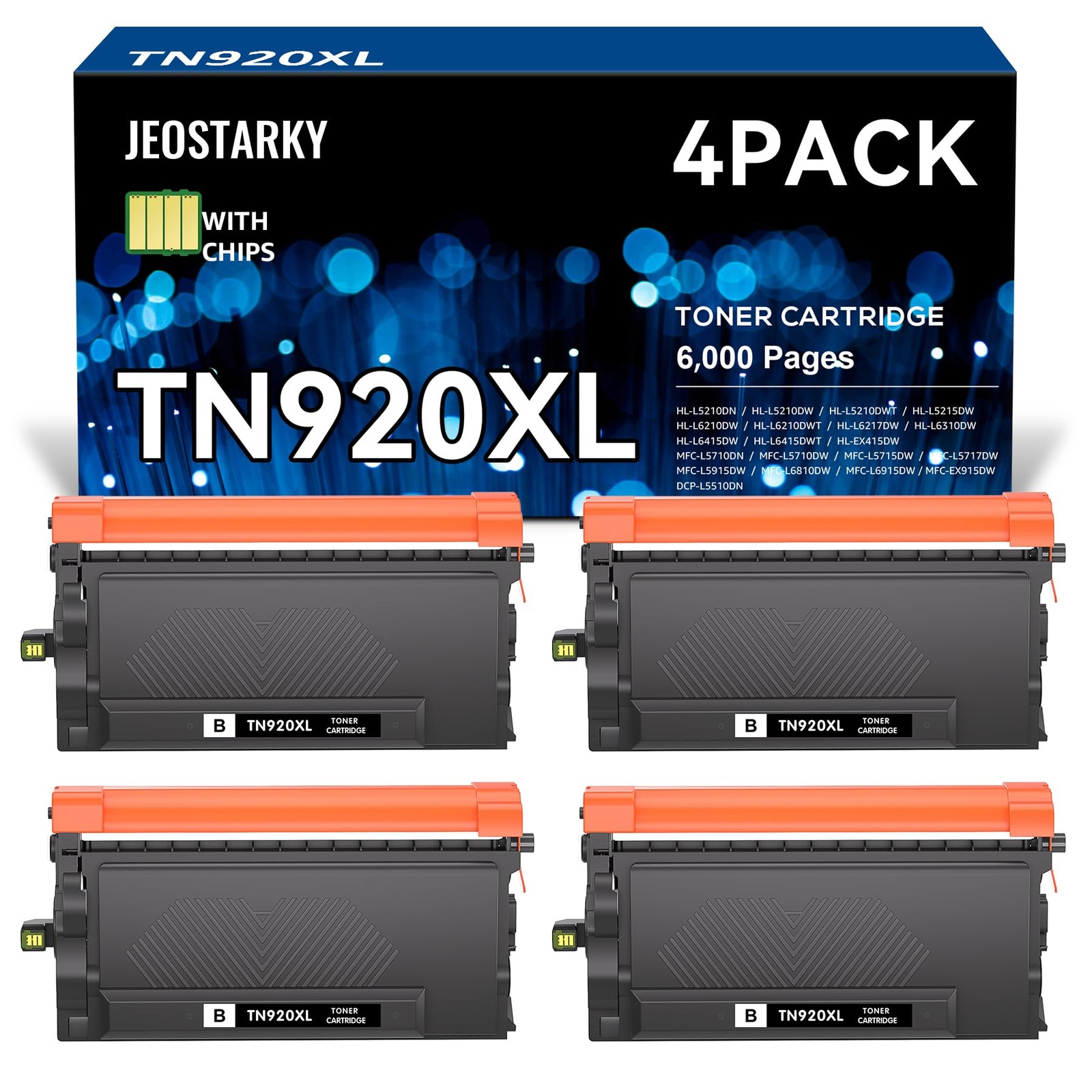 ** NEW Brother Toner Cartridges | TN920XL / TN920 | Black | With Chips | 4-Pack