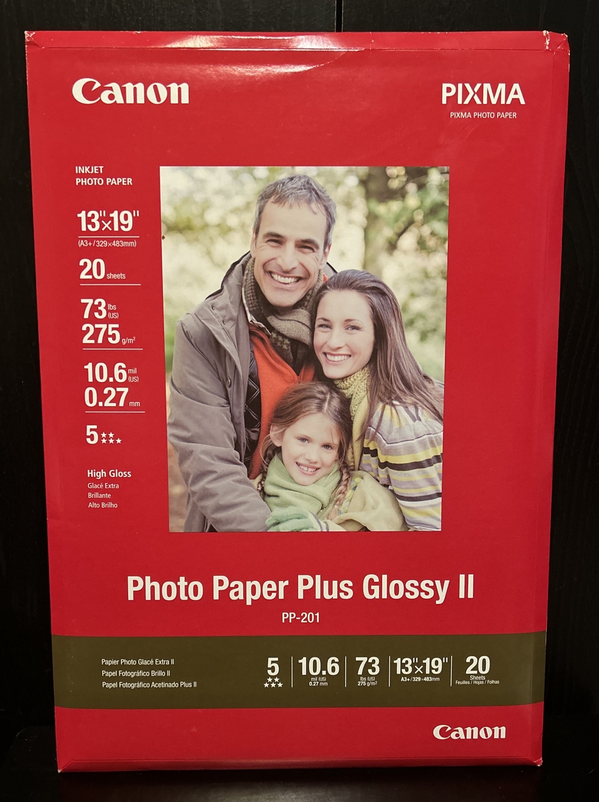 Canon Photo Paper Plus Glossy II Pixma PP-201 13×19 High Gloss 20 Sheets Inkjet
