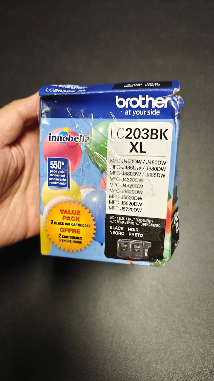 Open Box New Genuine Brother LC203XL Black 2PK Ink Cartridges Sealed Exp 09/2028