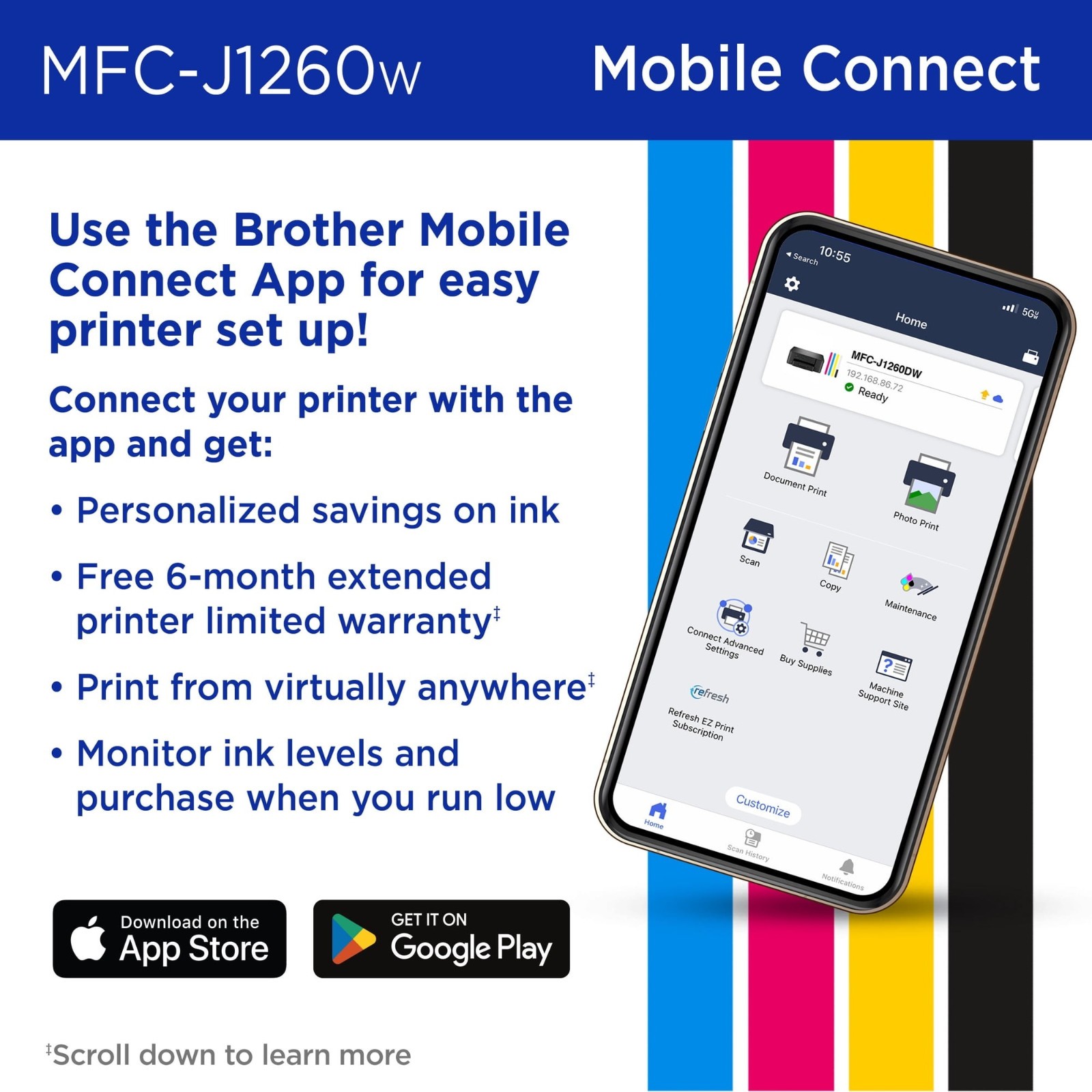 Brother Work Smart MFC-J1260W WiFi Printer Scanner Copier FREESHIP