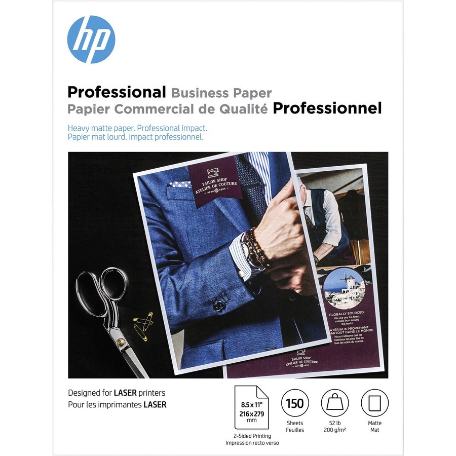 HP Professional Business Paper 52lb Weight 8.5×11 Matte White 150/Pack 4WN05A