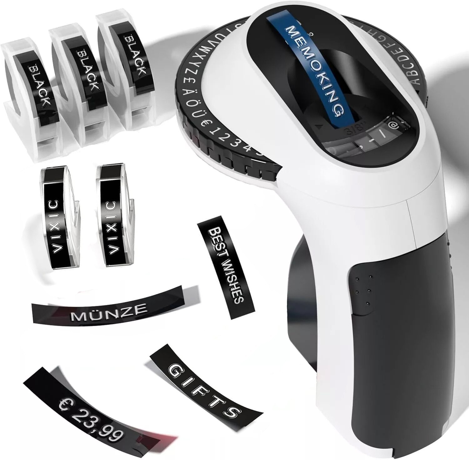 3D Embossing Label Maker with 5/6 Color Label Tapes 3/8″ for Dymo Omega Xpress