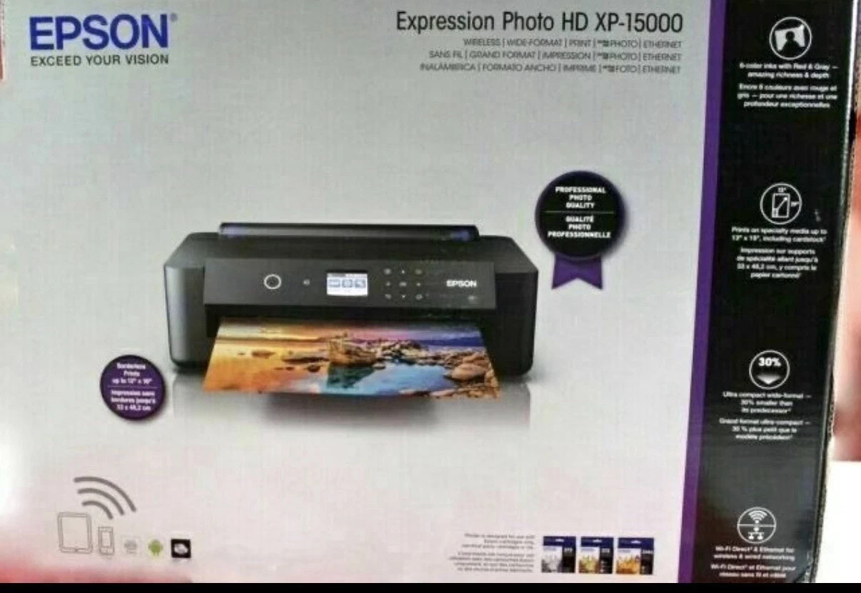New Epson Expression Photo XP-15000 Wireless Wide-Format Color Inkjet Printer