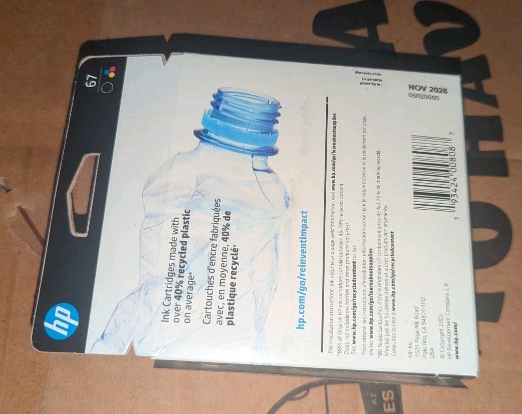 HP 67XL Black & Tricolor Ink Set 3YP31BN 3YM57AN 3YM58AN Exp 11/2026