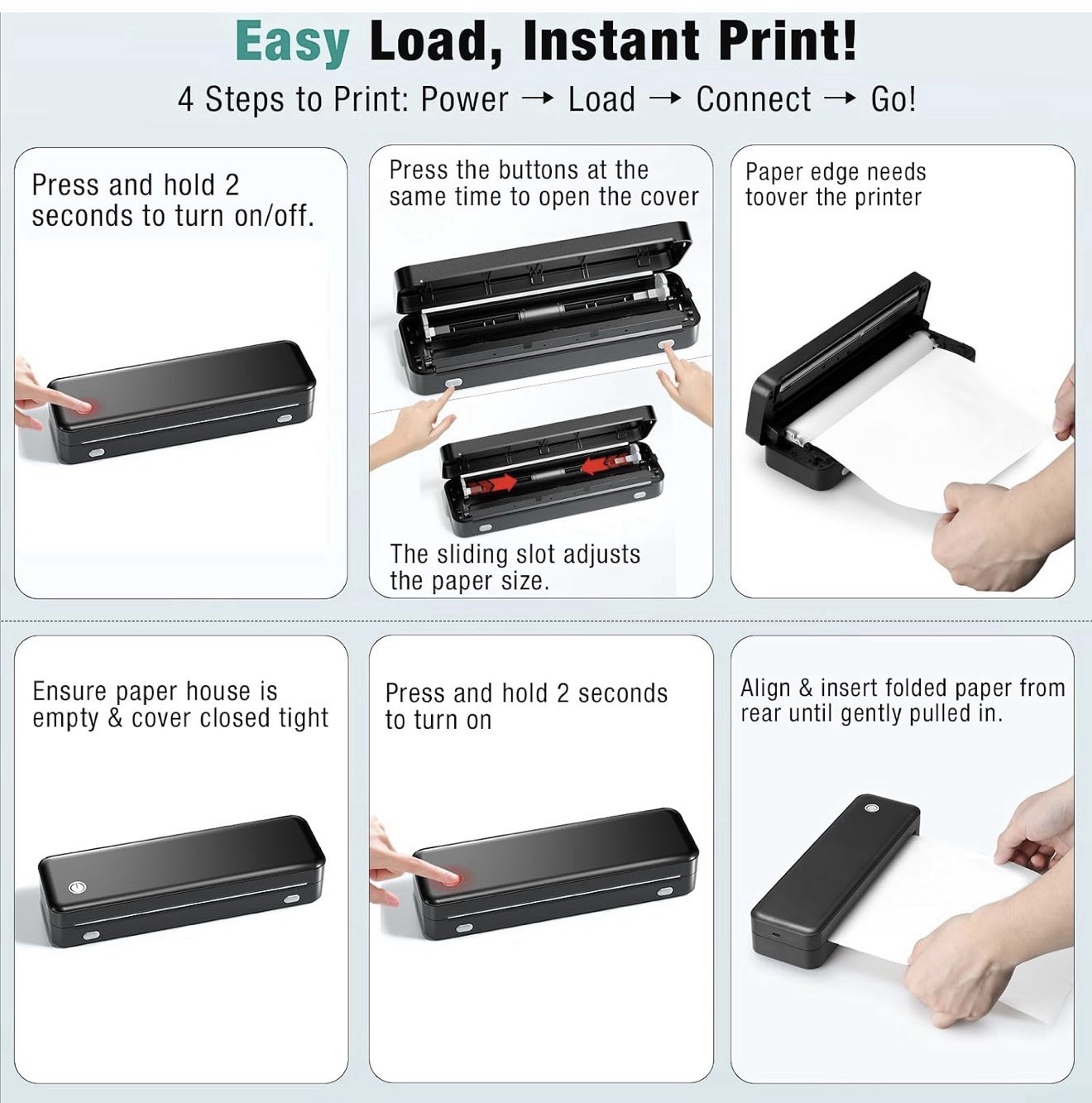 Portable Printer Wireless-Inkless Thermal Printer Supports 8.5”x11”IOS/Android