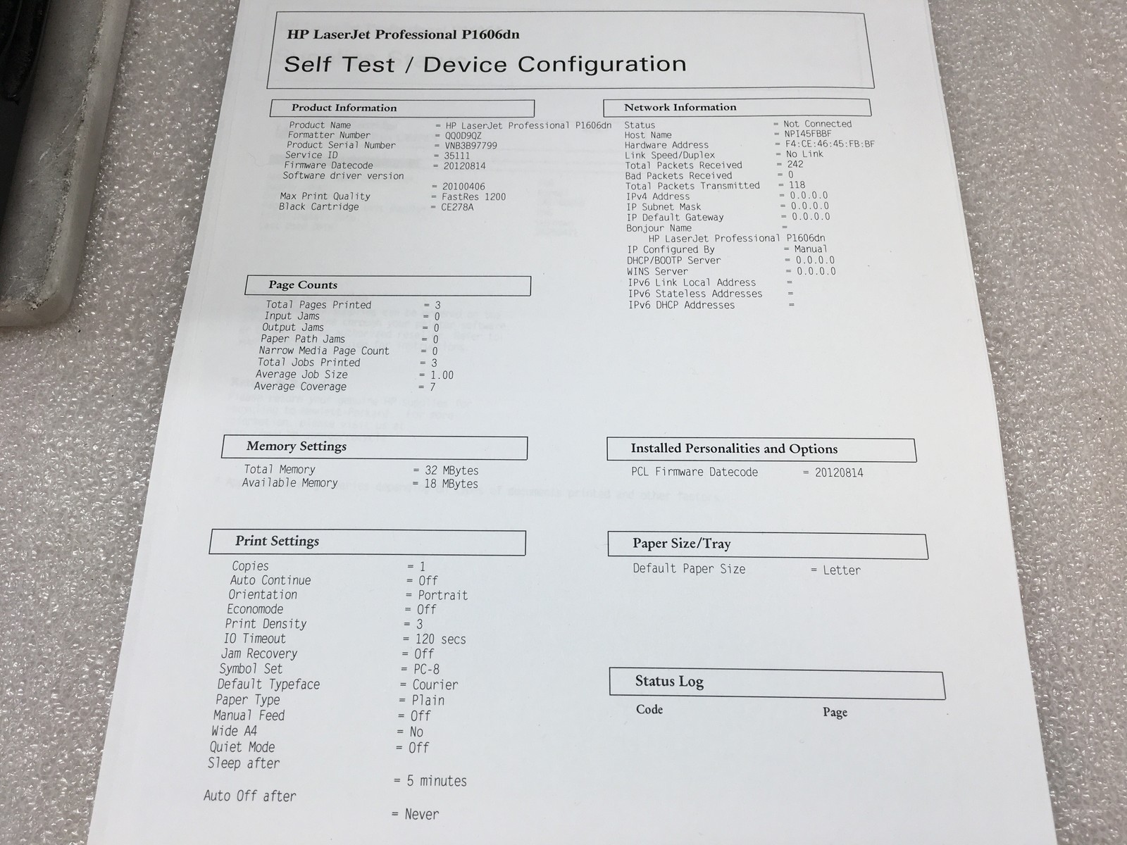HP LaserJet P1606DN Workgroup Monochrome Laser USB Printer 28K Pg Ct Toner Incl.