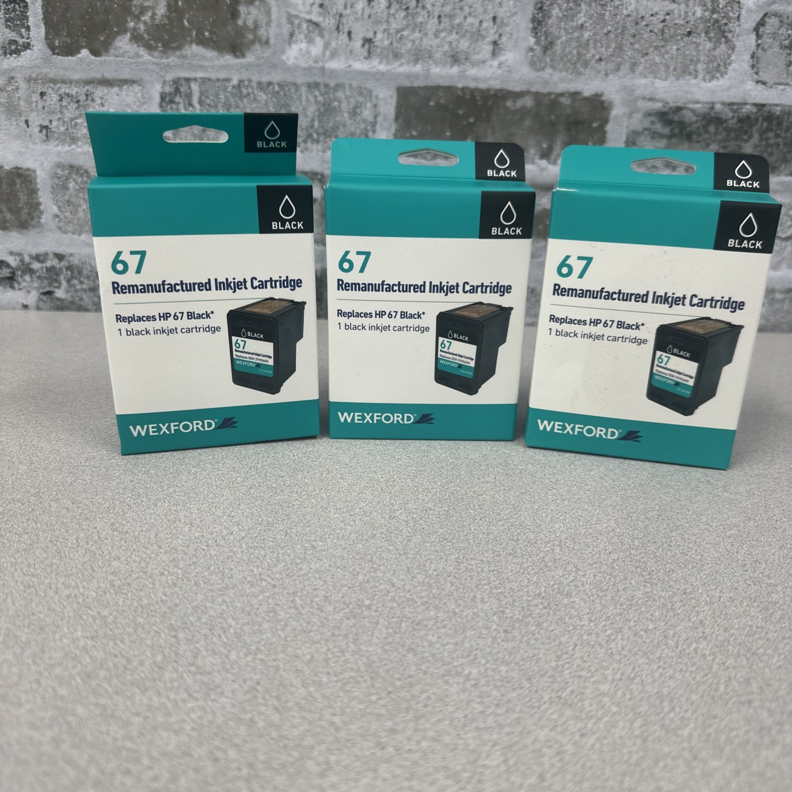 Wexford 67 Remanufacture Inkjet Cartridges Replaces HP 67 Black Lot Of 3