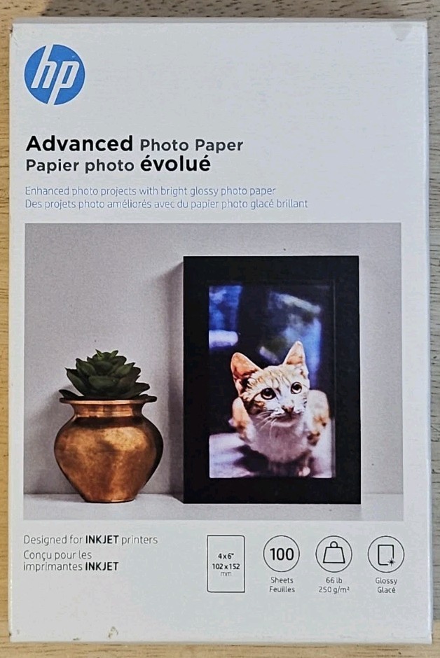 HP Advanced Glossy Photo Paper 4×6 100 Sheets Inkjet Borderless New Q6638A