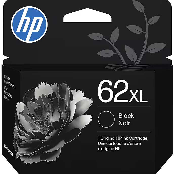 HP 62XL Black High Yield Ink Cartridge, Prints Up to 600 Pages (C2P05AN#140)