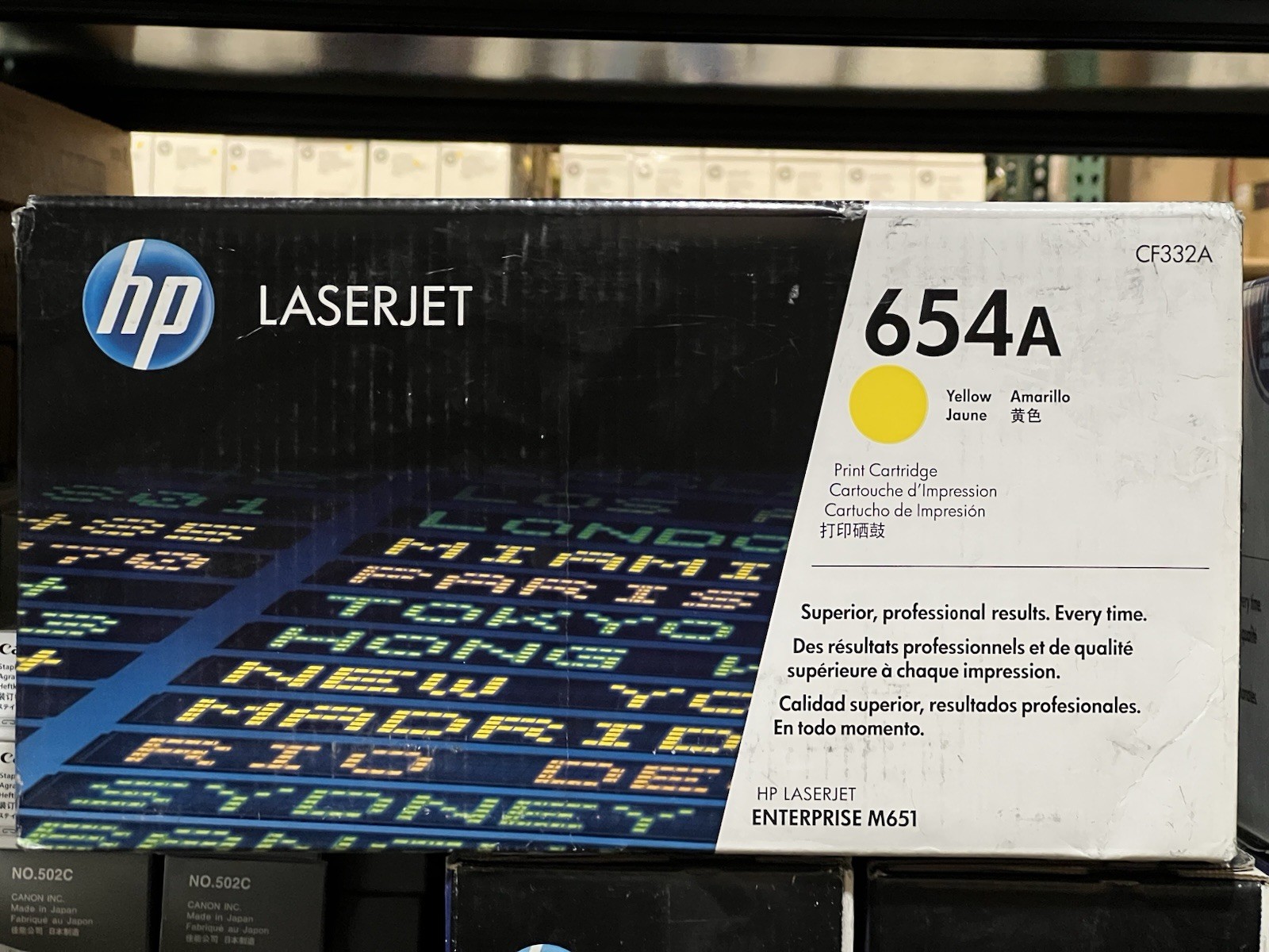 Original HP 654A (CF332A) Yellow Toner Cartridge-Bad Box