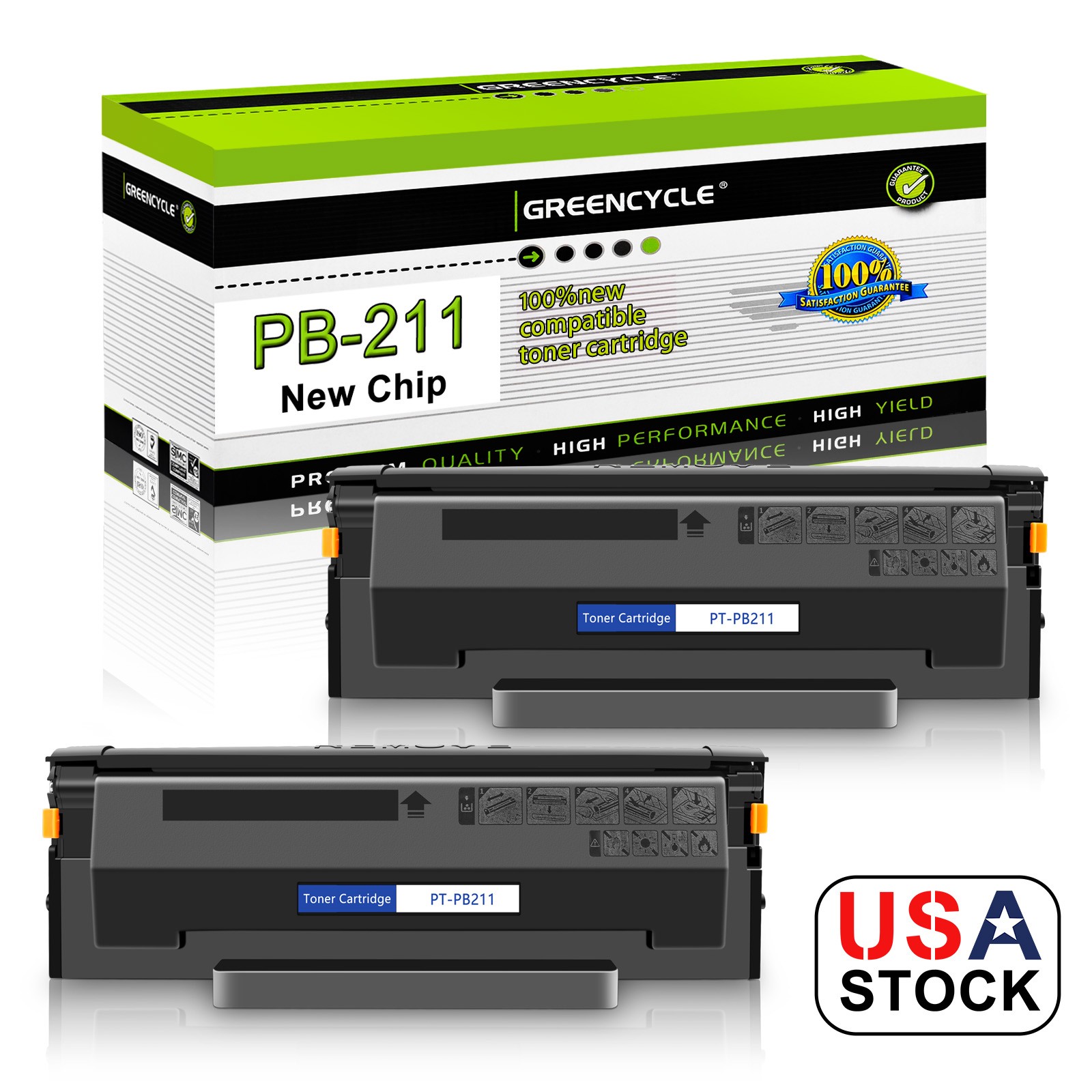 GREENCYCLE 2PK PB-211 Toner Cartridge Fit for Pantum M6550 M6550W M6550N P2502W