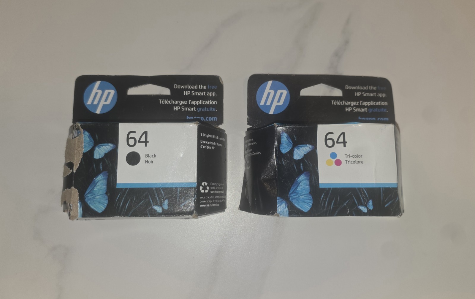 NEW HP 64 BLACK & 64 TRI-COLOR INK CARTRIDGES GENUINE COMBO EXP. 2025-2026