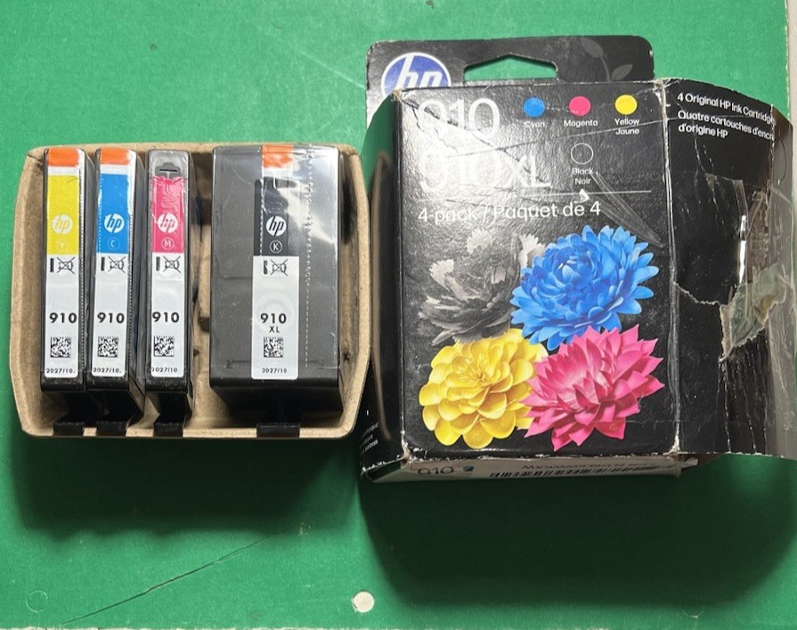 Genuine HP 910 Ink Cartridges-B/C/M/Y/ for HP8010 8028 Printer-OEM-4PK