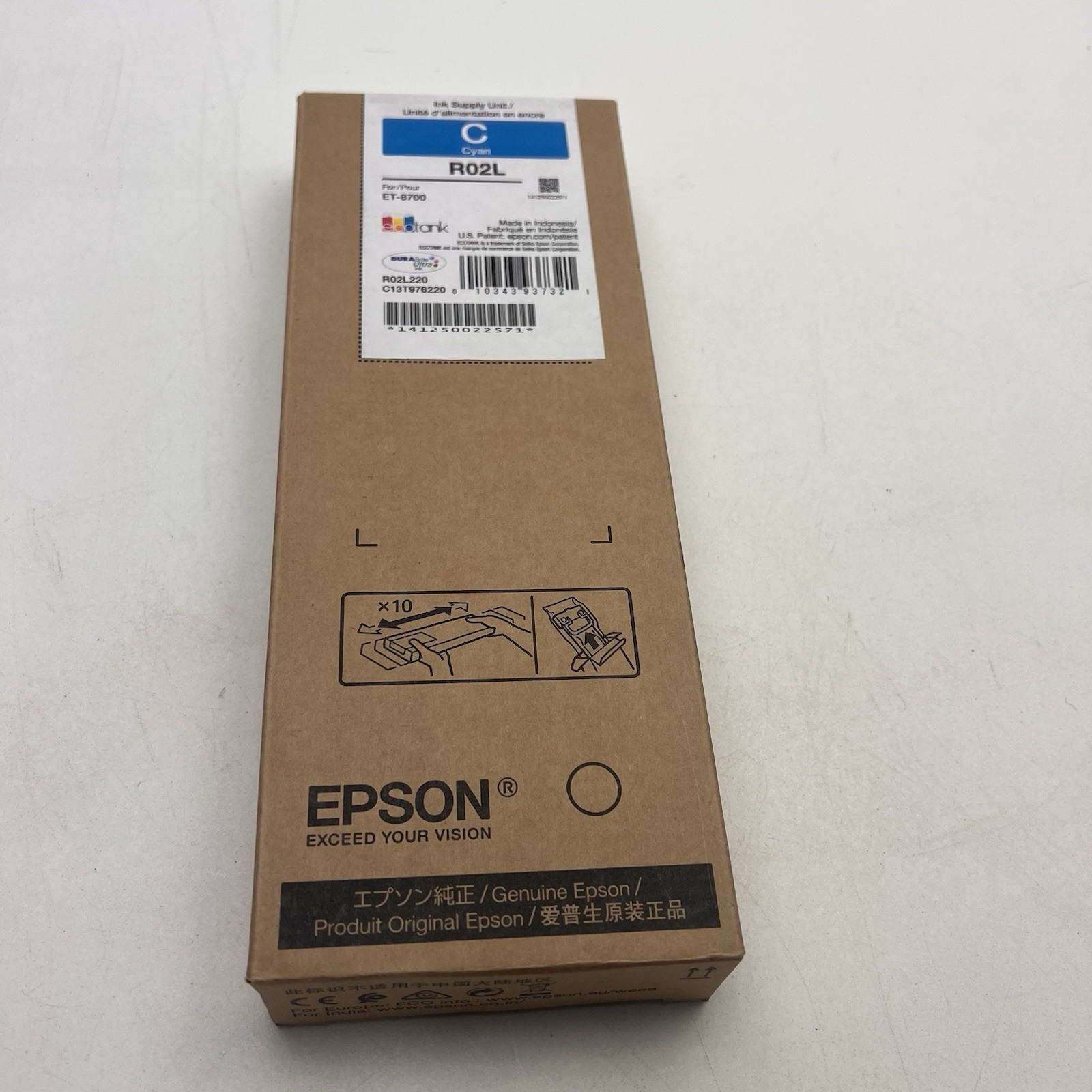 Epson Ink Supply Unit R02L Standard Capacity Cyan Ink For ET-8700 Exp: 01-27-27