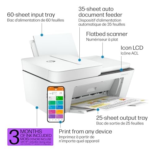 HP DeskJet 4255e Wireless Color Printer with Auto Document Feeder 60 Sheet Ca…