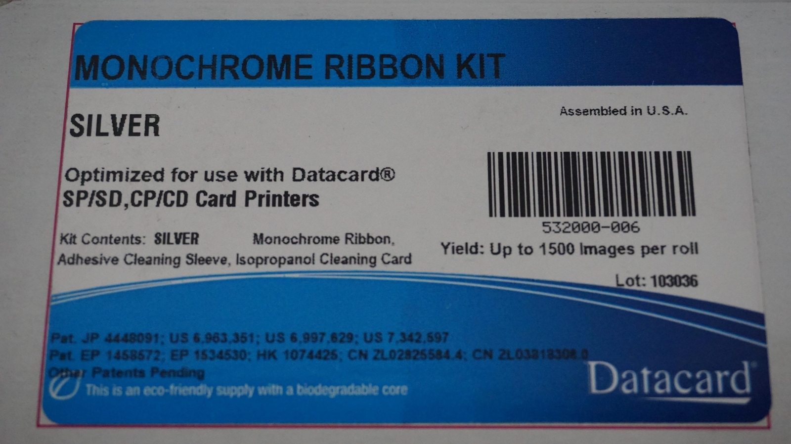 -=GENUINE=-ENTRUST/DATACARD SP/SD, CP/CD SILVER RIBBON KIT MONOCHROME 532000-006
