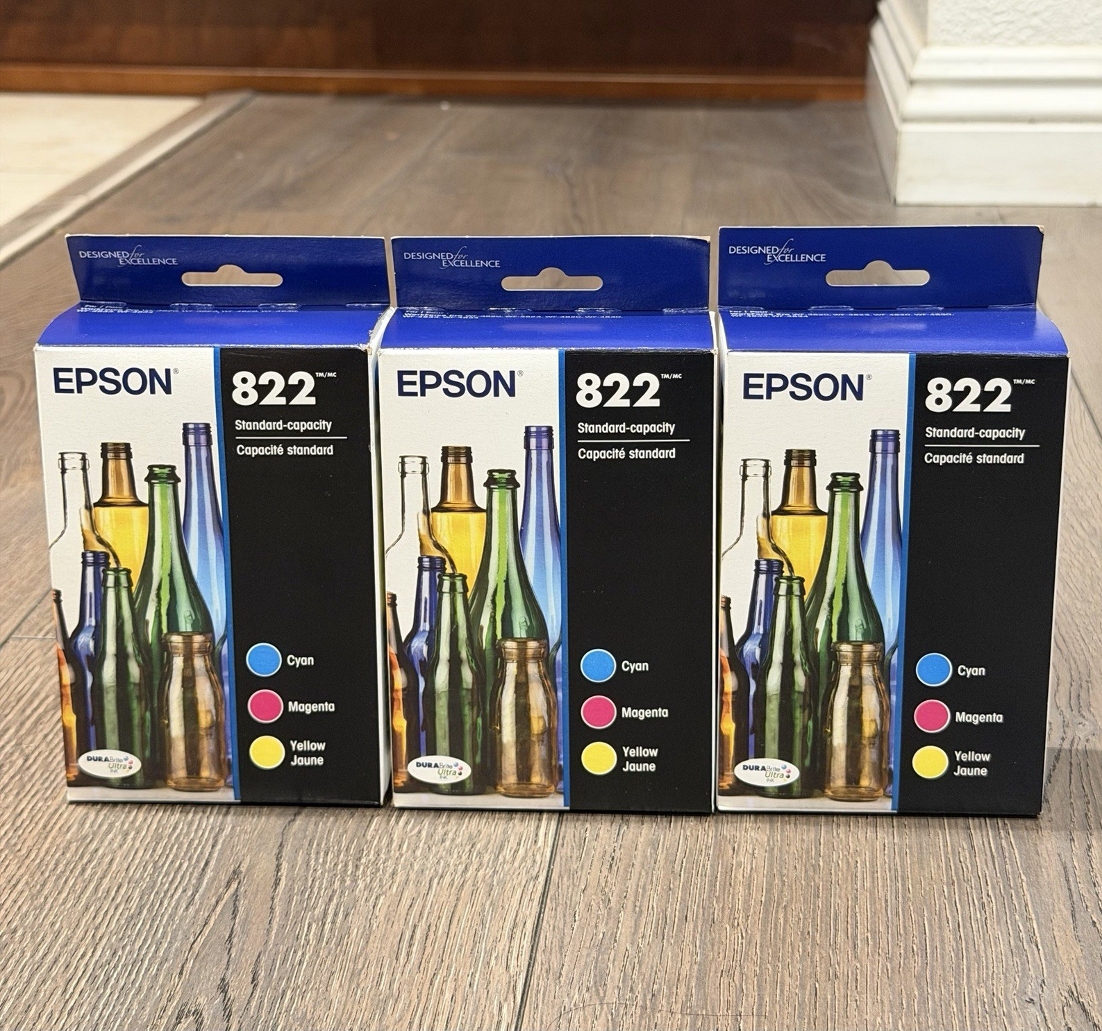 3 Pack – Genuine Epson 822 Standard Color Ink Cartridge Pack Cyan Magenta Yellow