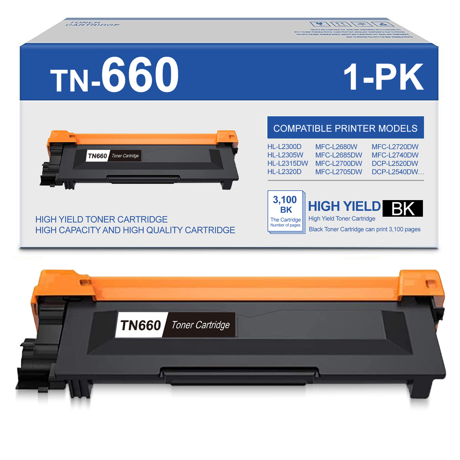 High-Yield TN660 TN630 Toner DR630 Drum Compatible for Brother DCP-L2540DW Lot