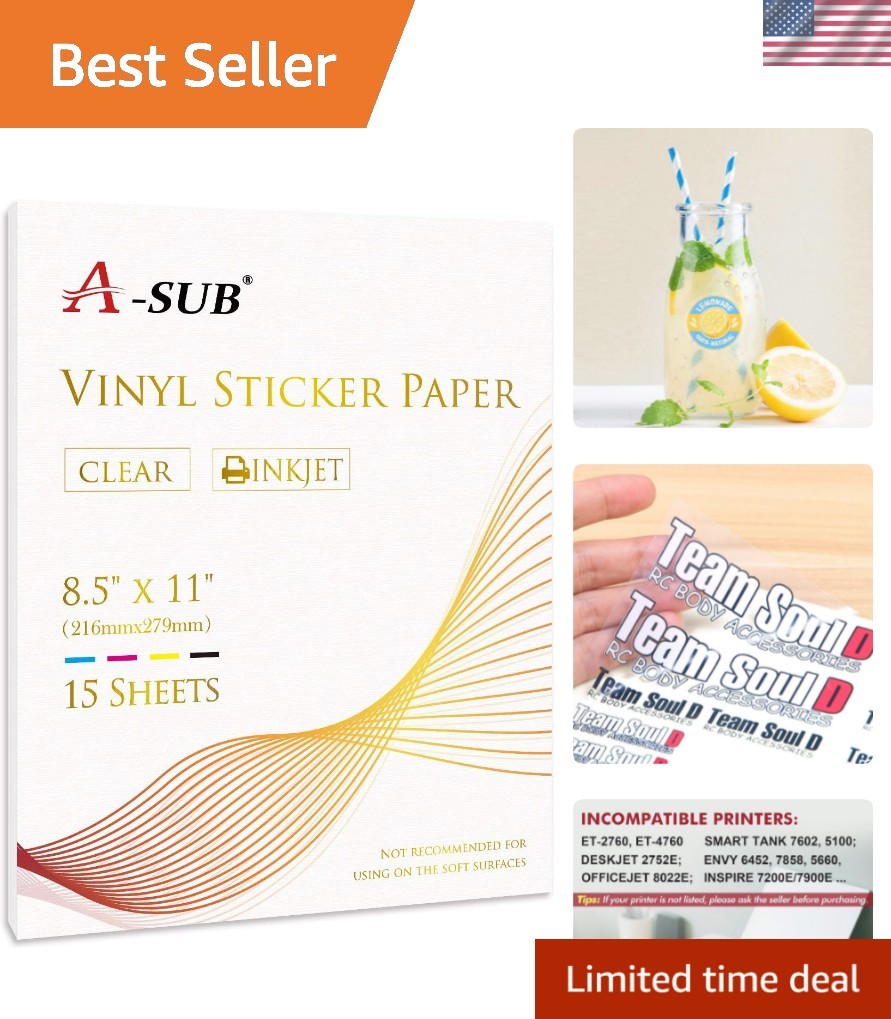 Clear Sticker Paper for Inkjet Printers – Waterproof Translucent Printable Vi…