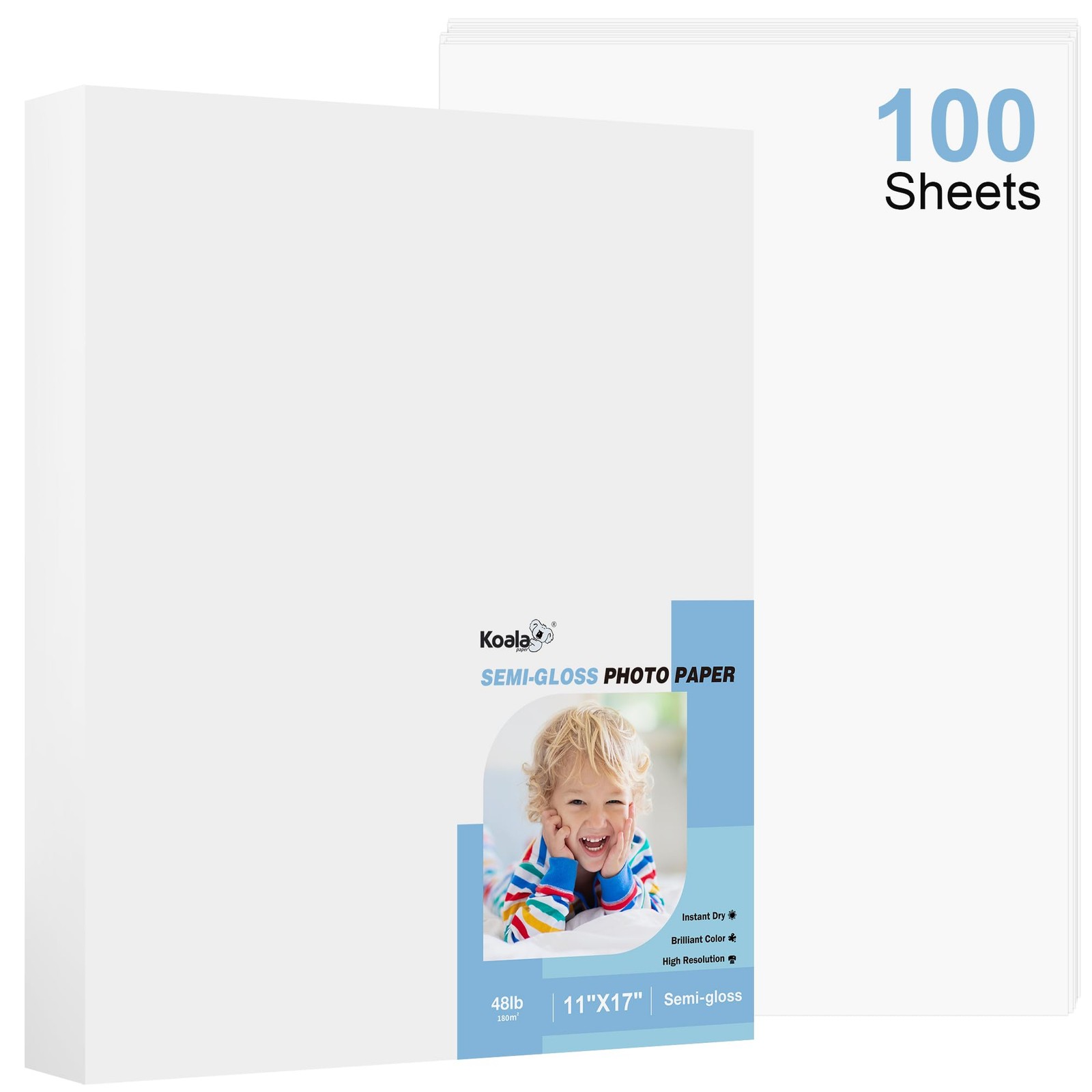Koala SemiGloss Photo Paper Dye Ink 48 LB 180 GSM 11×17 Inch 100 Sheets