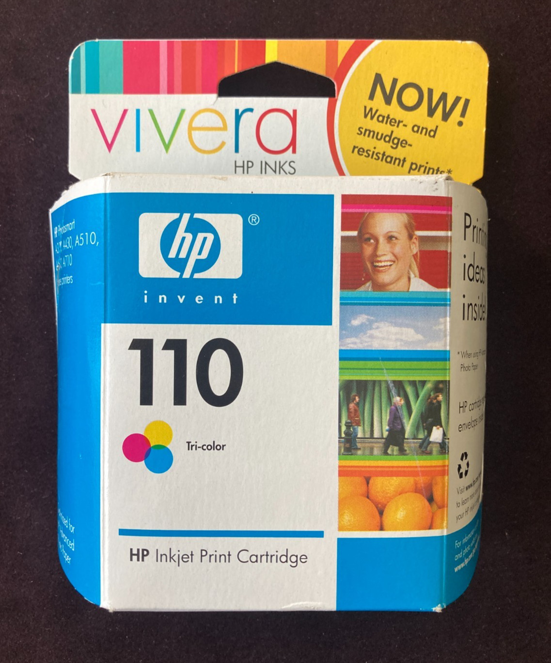 Genuine HP 110 VIVERA Tri-color Inkjet print cartridge in original sealed box