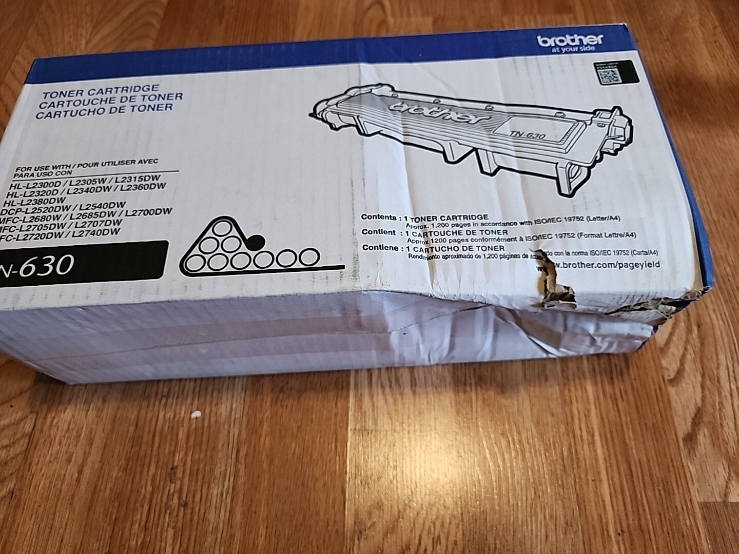 BROTHER TN630 OEM Black Toner Cartridge-DAMAGED BOX