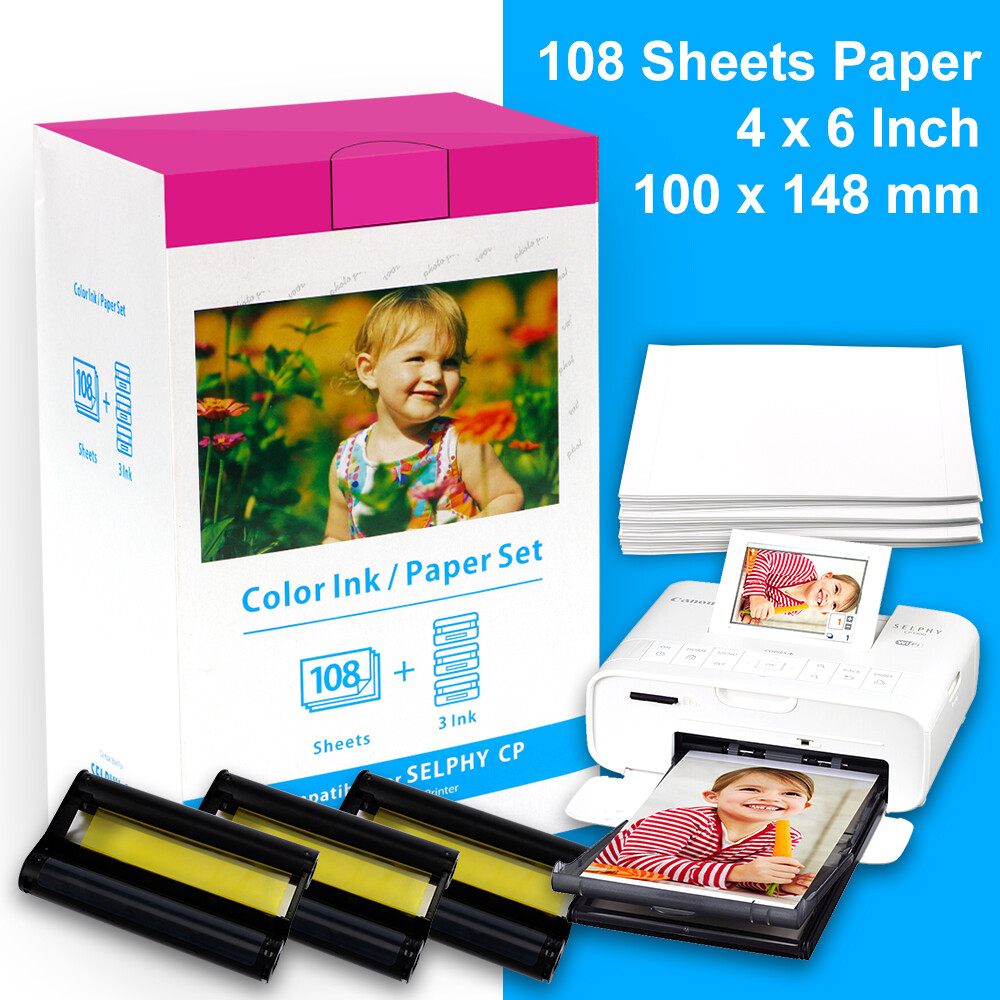 Canon Selphy CP1500 CP1300 CP1200 4×6 108 sheet Color Ink Paper Set KP-108IN lot