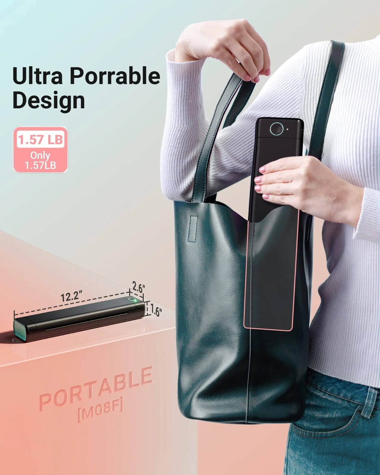 M08F A4 Wireless Thermal Printer Portable Handheld Bluetooth Mini