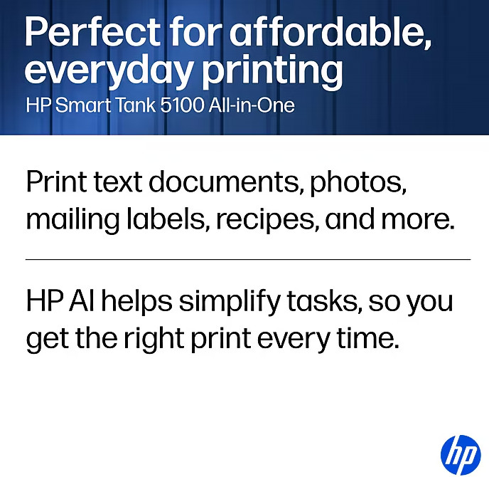 HP Smart Tank 5100 Wireless All-in-One Supertank Printer NEW