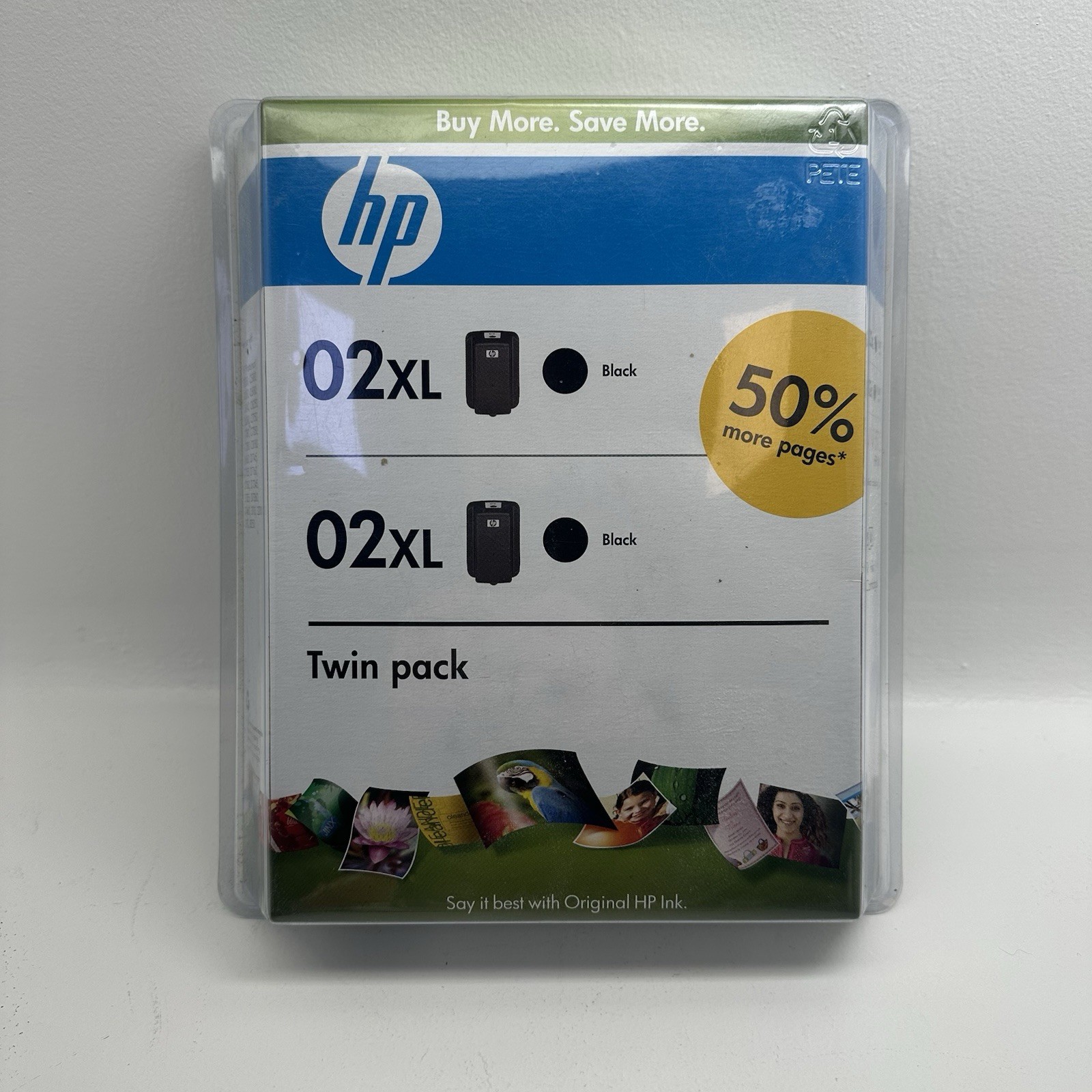 HP 02XL Twin Pack Black Ink Cartridges–Factory Sealed –HP Vivera 50% More Pages”