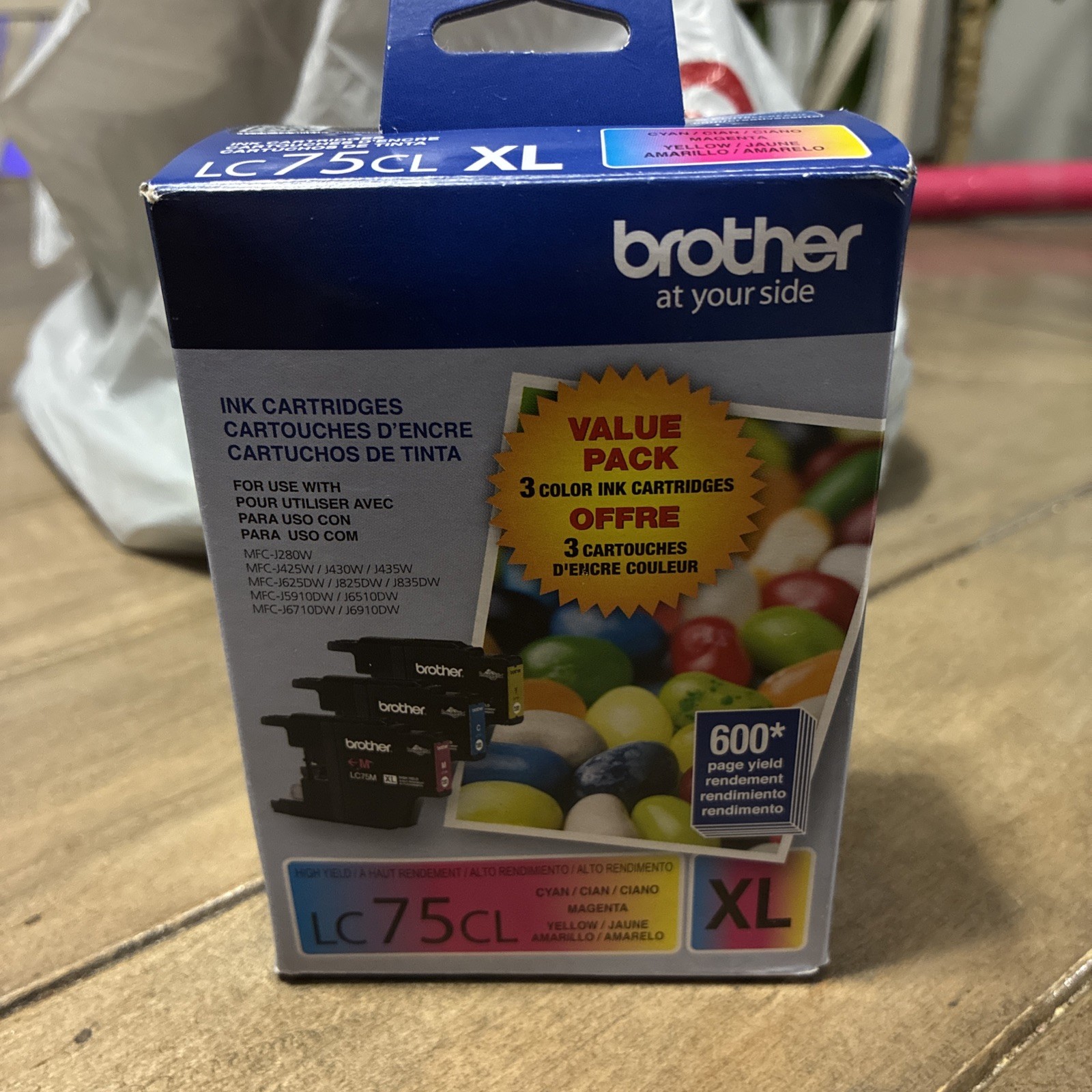 New Genuine Brother LC75XL Cyan Magenta Yellow 3PK Ink Cartridges